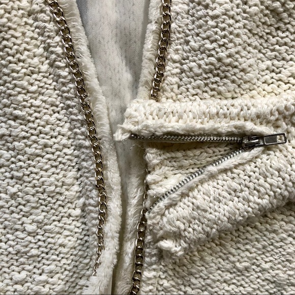 Zara Knit Jacket Sweater With Chiffon & Open Back - Picture 4 of 8